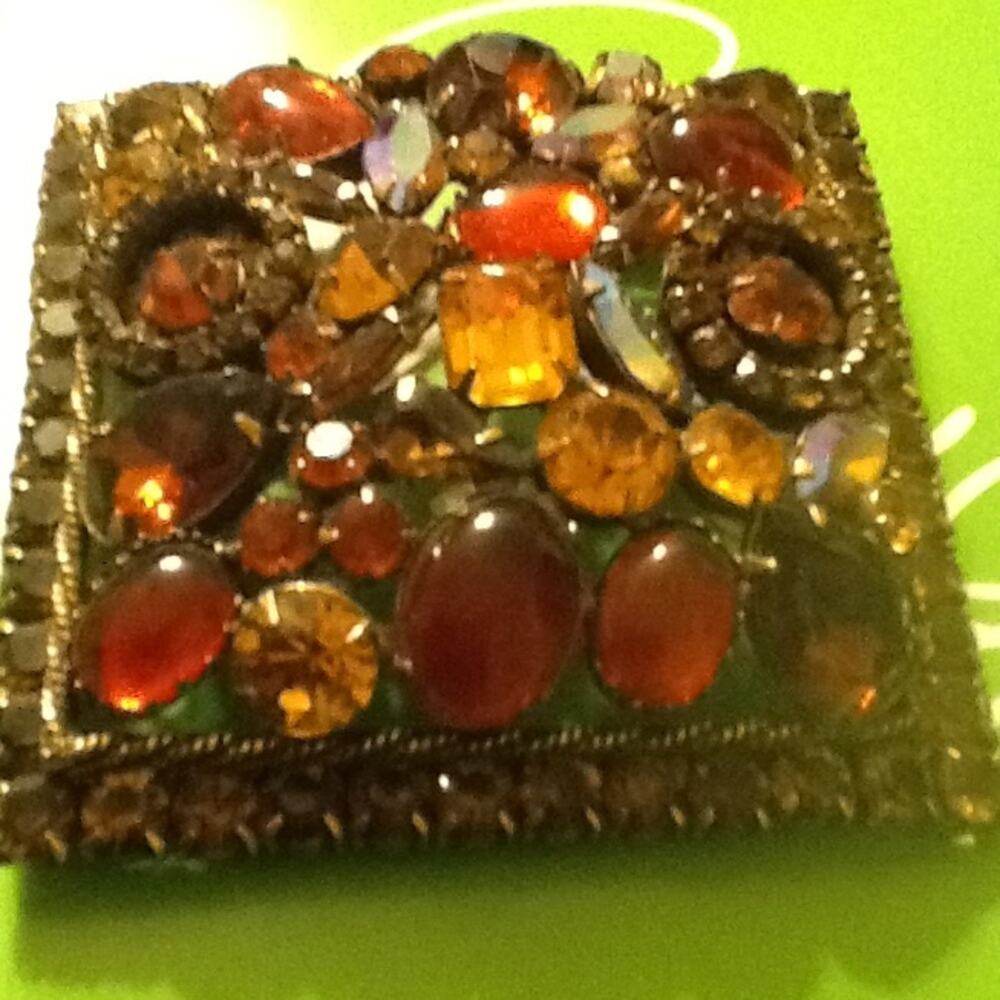 Weiss Signed Vintage Large Amber Topaz Pin
